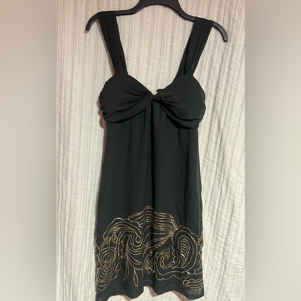 Jonathan Martin Black and Gold Mini Dress
